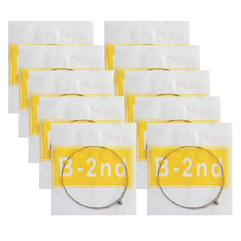 Vencetmat Acoustic Guitar B Strings, Light Tension â€“ Corrosion-Resistant Rust-Prevent Brass, Offers a Bright and Well-Balanced Acoustic Tone B 2nd 10 Pack - Image 1